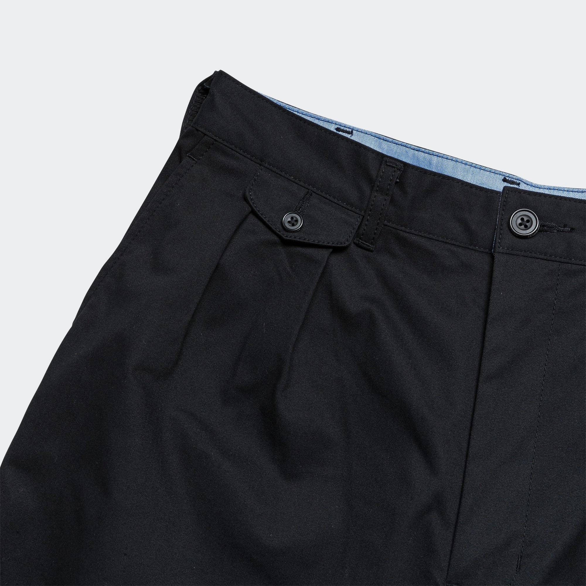 2 Pleats Trousers Twill - Black Trendy Fit