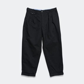 2 Pleats Trousers Twill - Black FlameRetardantTreatment Statement Piece