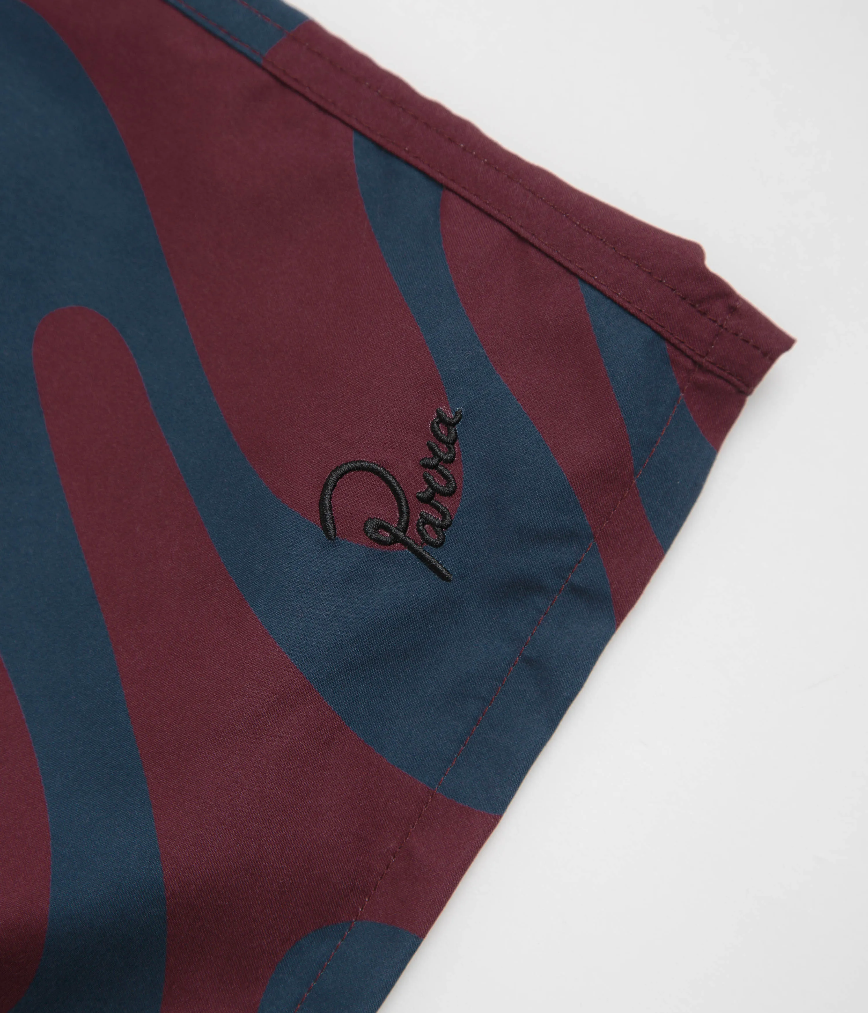 High Durability Weave Simple Fit by Parra Splashed Swim Shorts - Burgundy