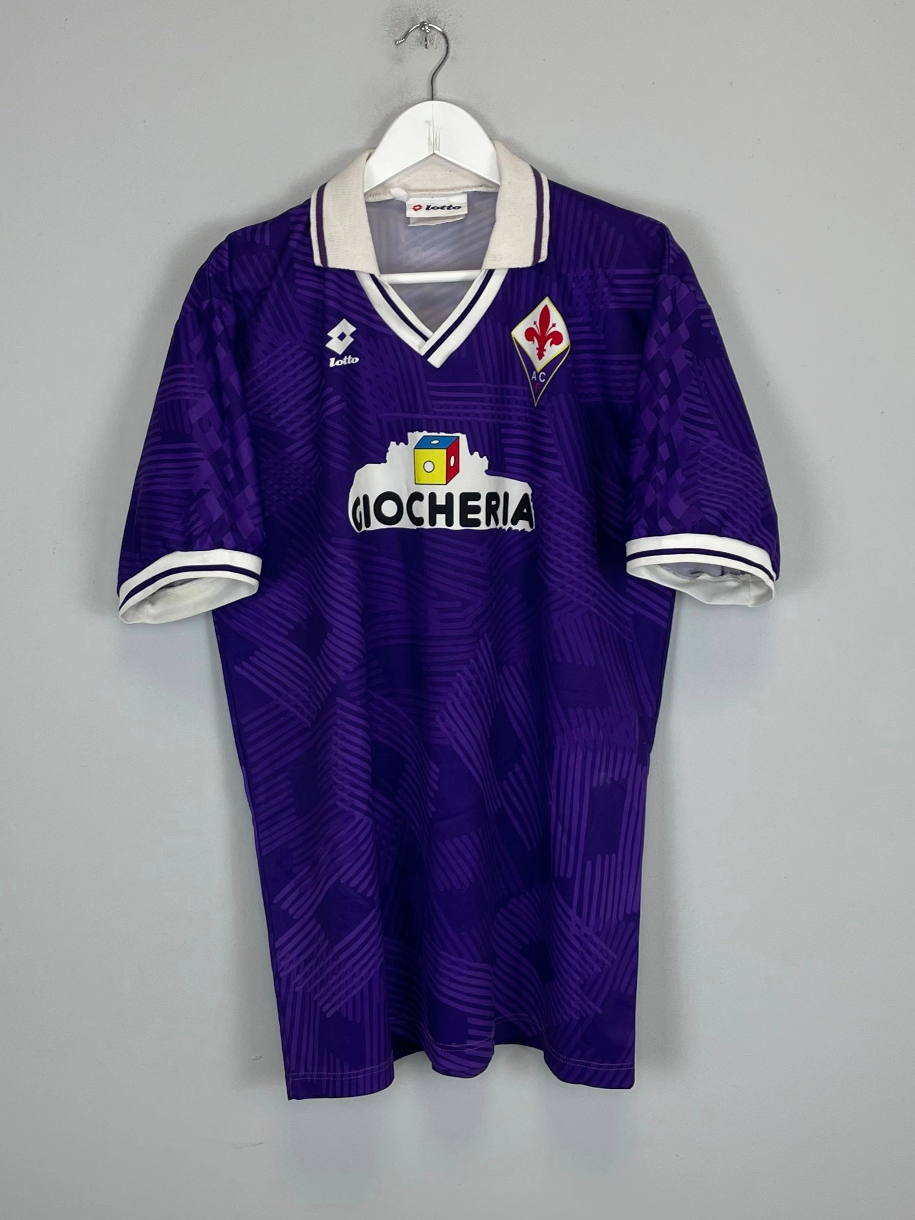 1991/92 FIORENTINA HOME SHIRT (L) LOTTO Sweat Control Thermoregulating Lining