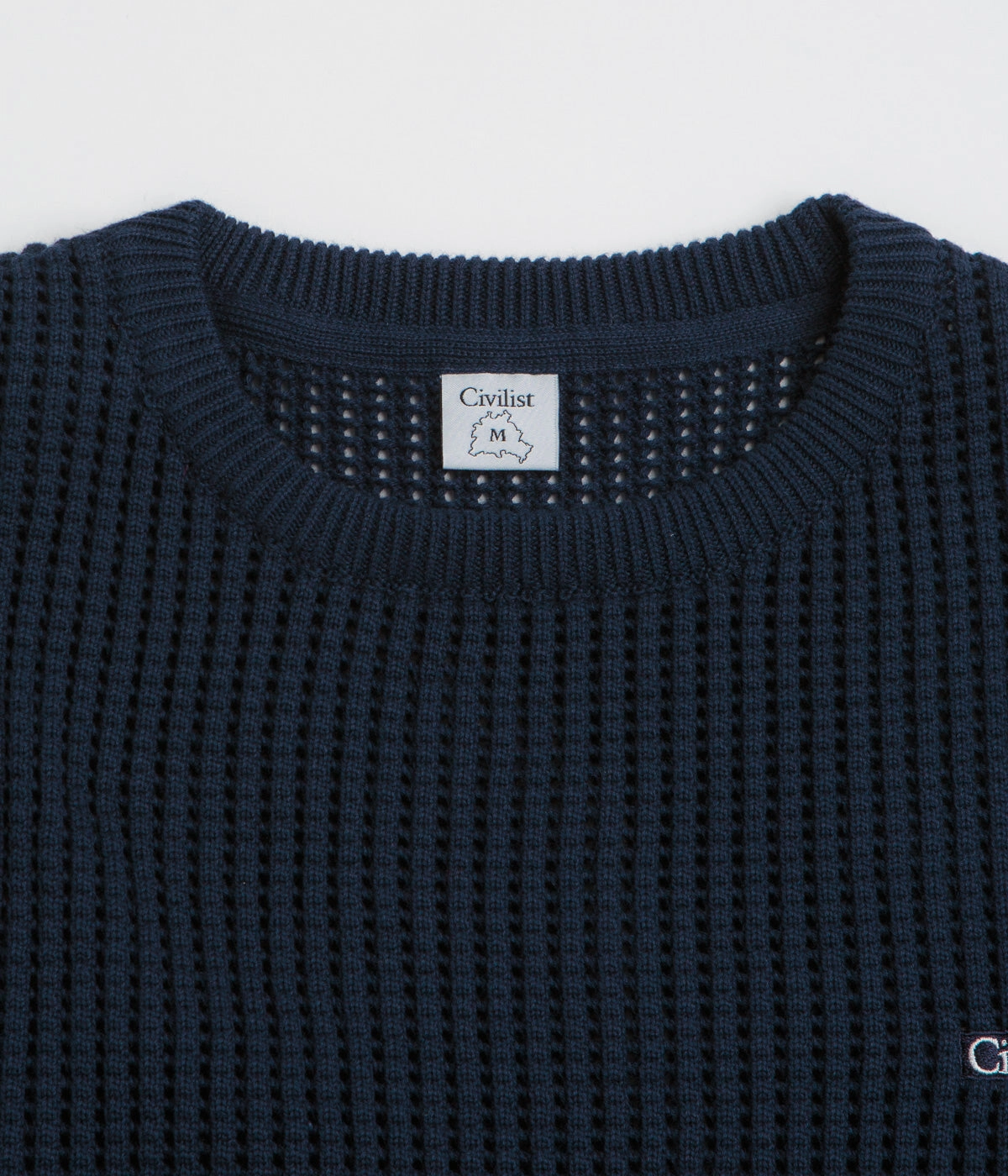 Civilist Loose Gauge Knit Sweatshirt - Navy Relaxed Hoodie Everyday Wear