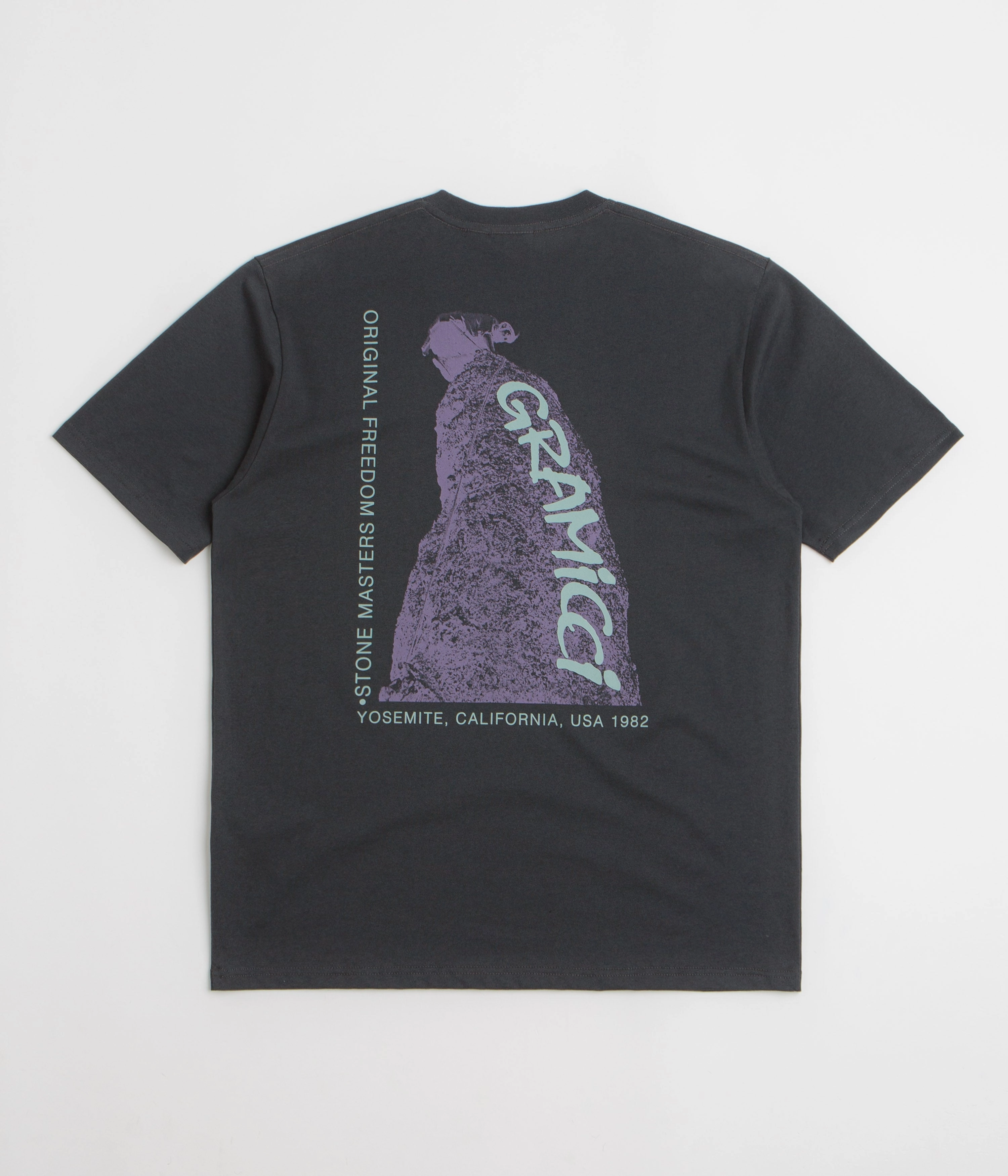 Stretchable Collar Band Gramicci Stonemasters Graphic T-Shirt - Vintage Black