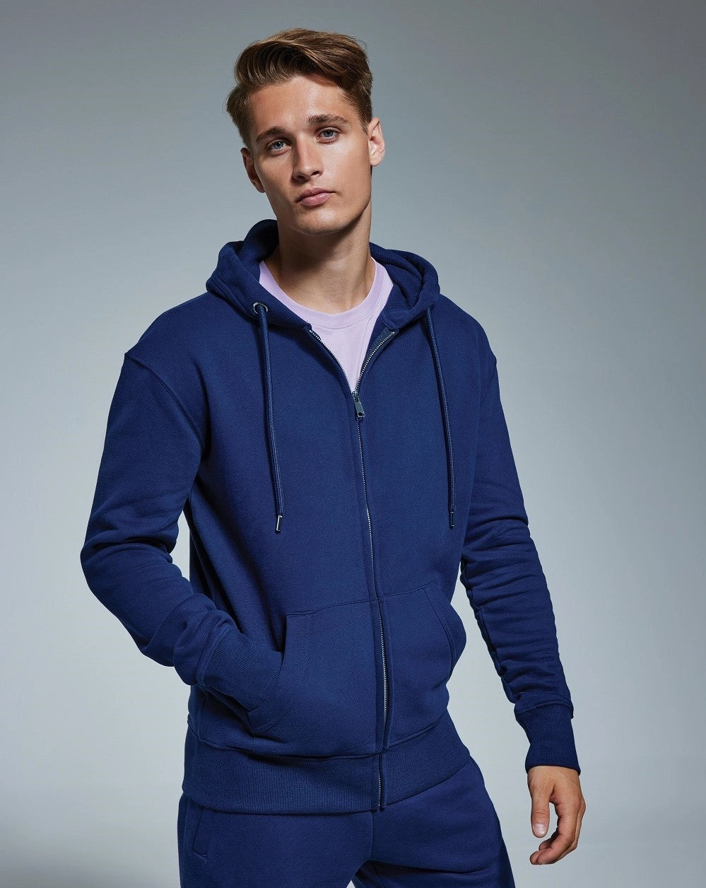 Unisex Organic Full-Zip Hoodie | DESERT SAND Flatlock Seam Finish