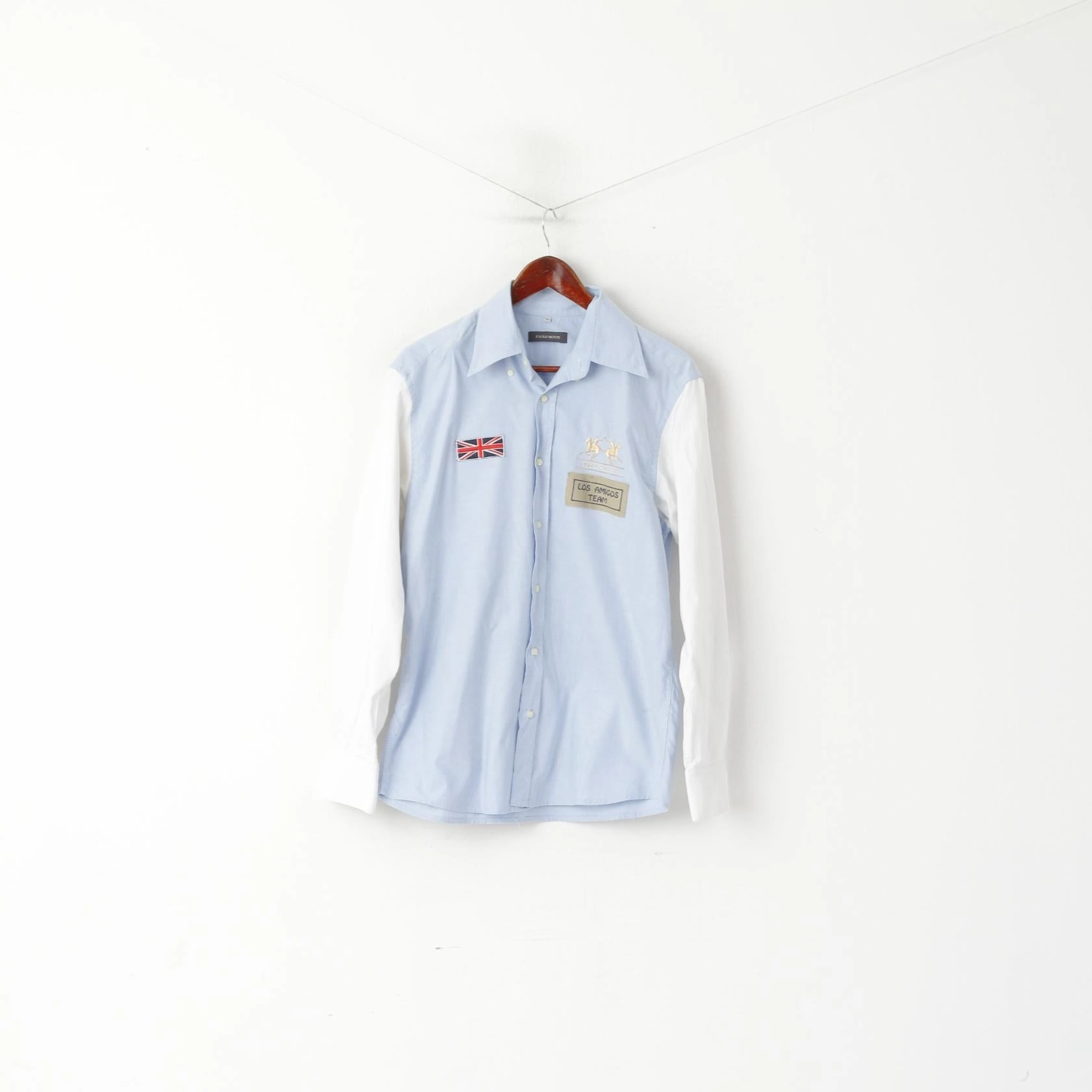 Paolo Monti Men S Casual Shirt Blue Cotton Los Amigos Team Australia #1 Top Cruise Collection