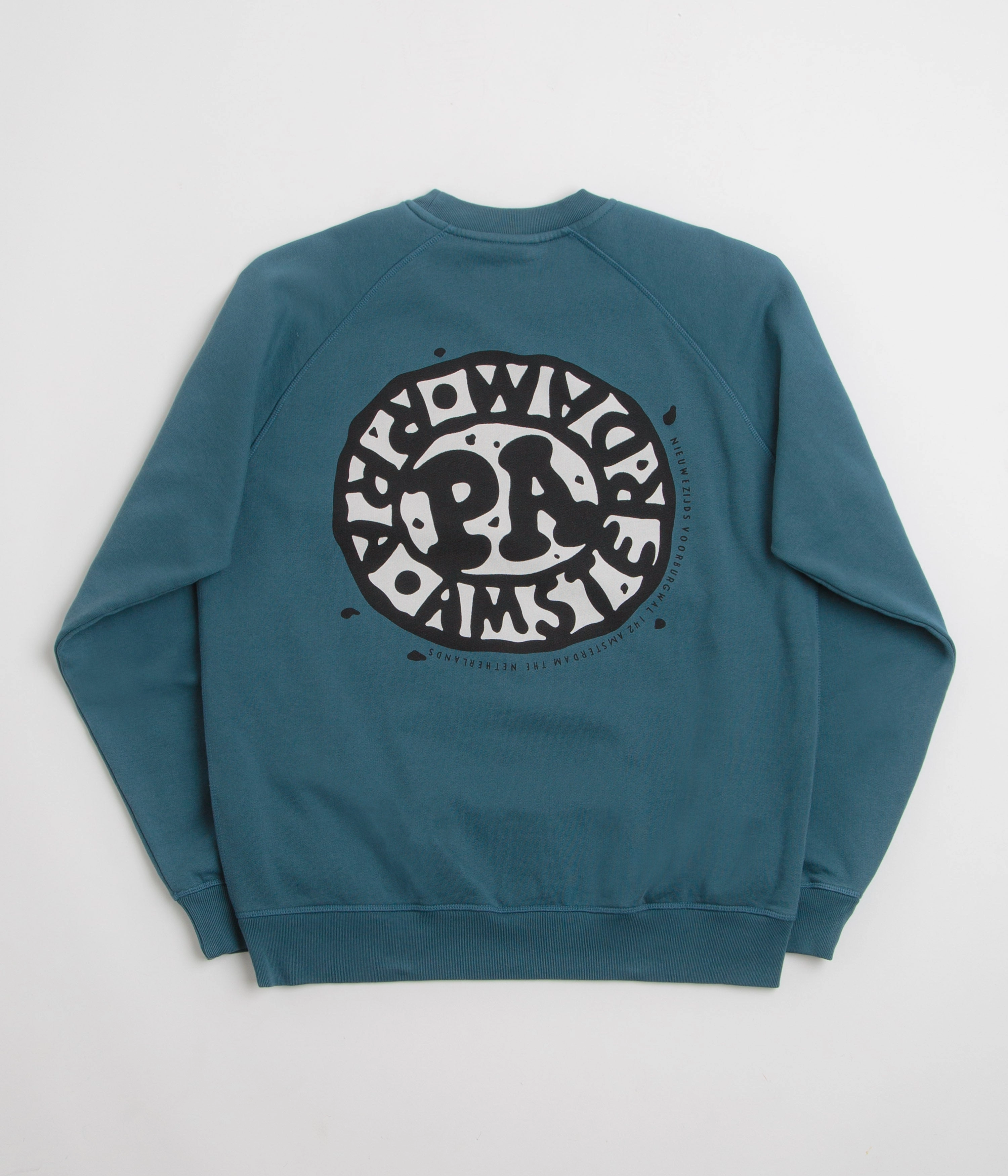 by Parra Amsterdammed Crewneck Sweatshirt - Washed Blue Cotton Blend