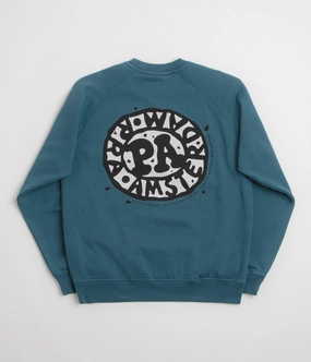 by Parra Amsterdammed Crewneck Sweatshirt - Washed Blue Cotton Blend