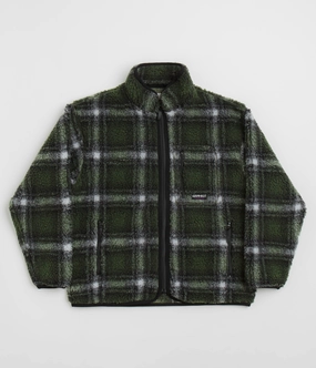 Gramicci Shadow Plaid Sherpa Jacket - Olive Shadow Plaid Back Trail