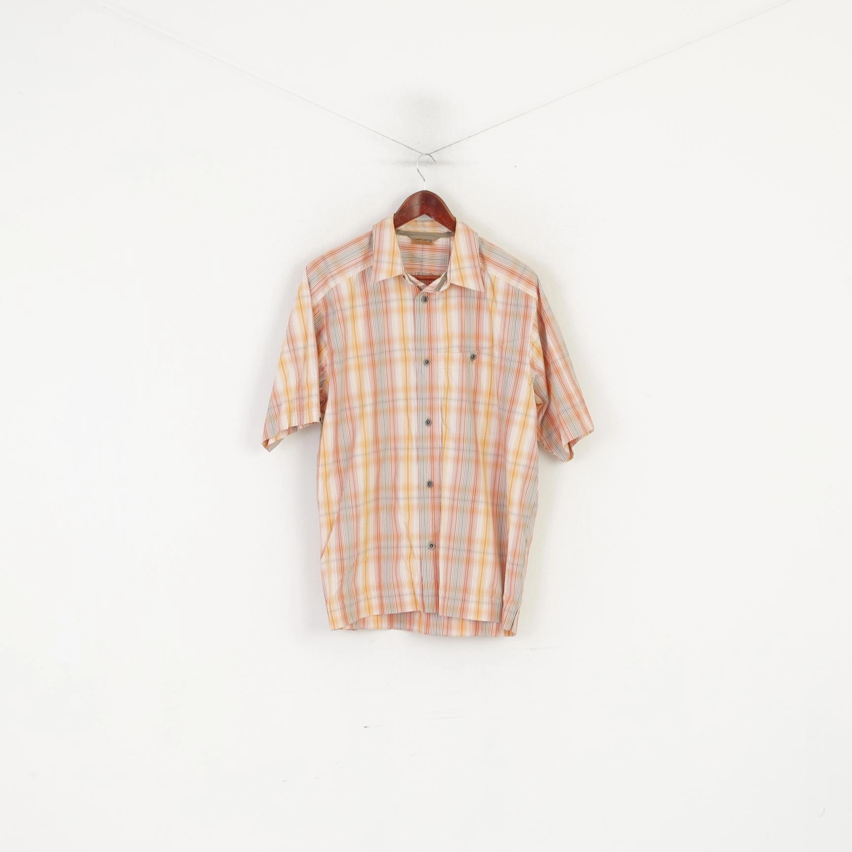 Hidden Placket Fall Foliage Salomon Men XL Casual Shirt Orange Outdoor Short Sleeve Pocket Mountain Top