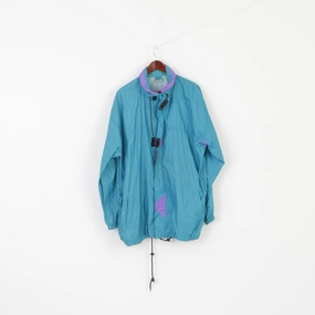 beach scene suitable for fashion contests Linea Sporta Men L Jacket Green Nylon Shiny Vintage Packable Full Zipper Rain Top