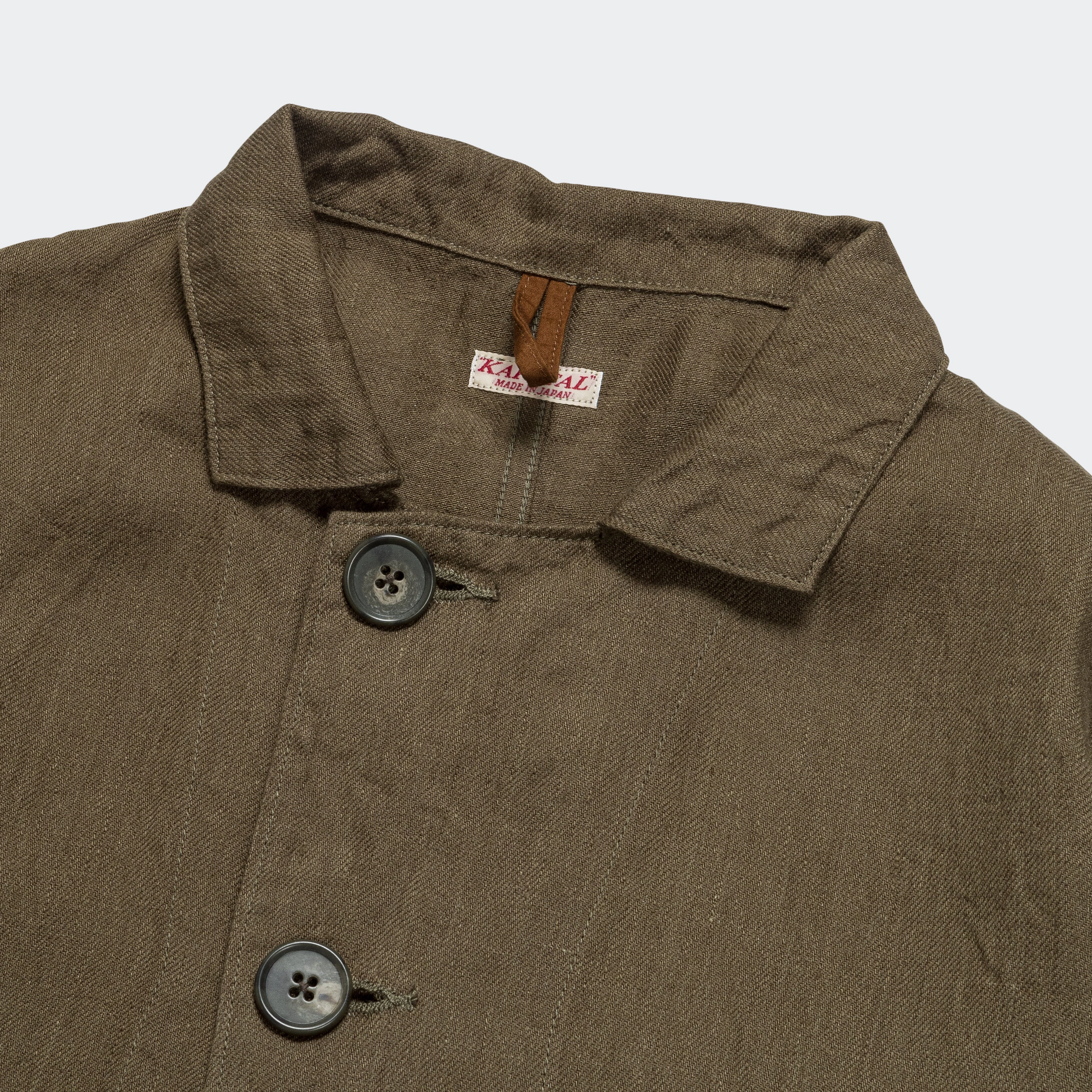 Linen Chino Cloth x Gabardine RINGOMAN Coverall - Khaki Soft Fleece Interior Commuter Friendly Look
