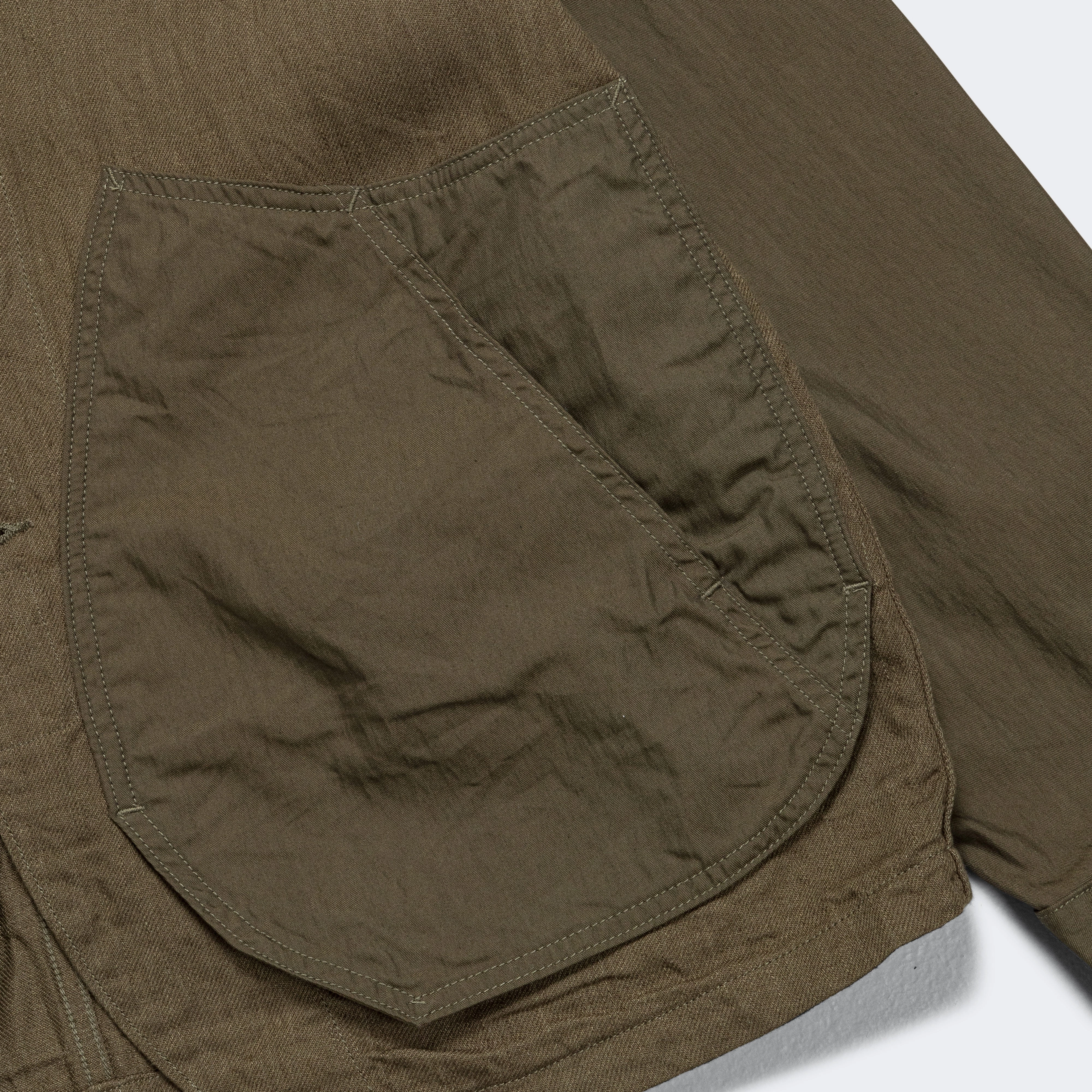 Linen Chino Cloth x Gabardine RINGOMAN Coverall - Khaki Odor Resistant Fabric Flatlock stitching