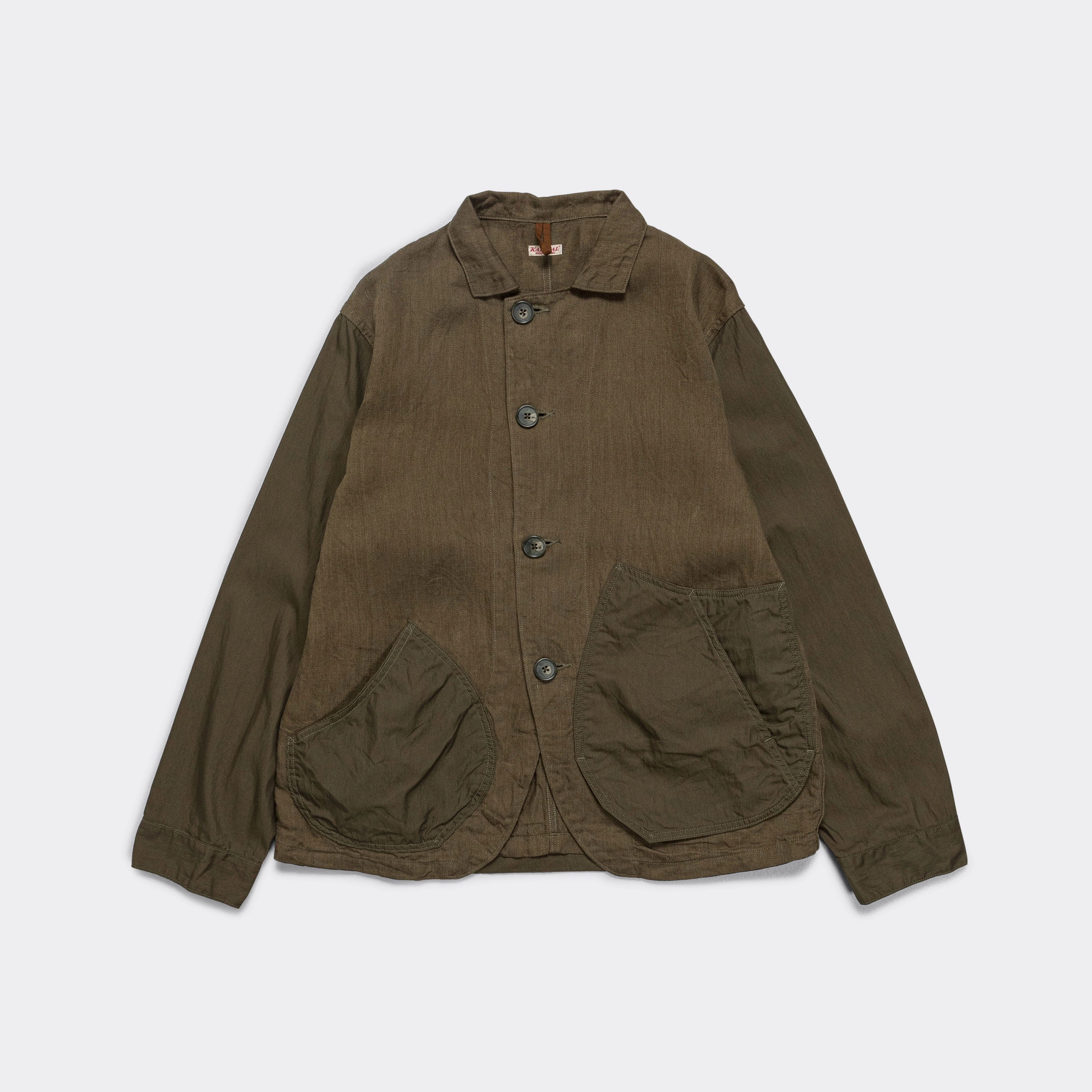 Sustainable Recycled Material Linen Chino Cloth x Gabardine RINGOMAN Coverall - Khaki