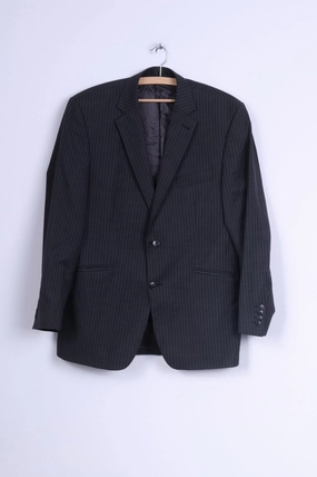 Racing Green Mens 50 M Blazer Wool Charcoal Striped Single Breasted Jacket Adventure-Ready Wear