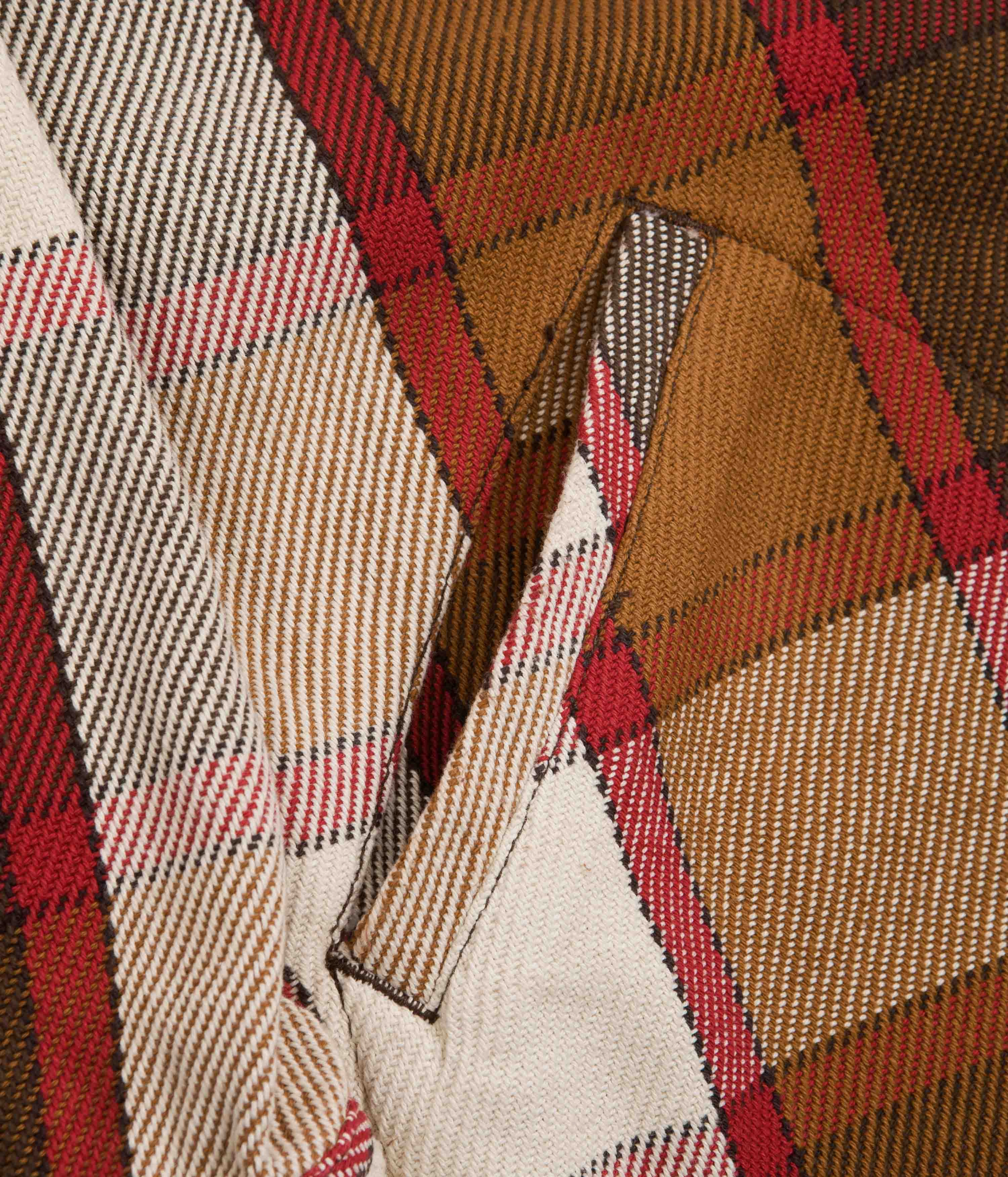 Topo Designs Womens Mountain Shirt Jacket - Brown / Natural Plaid Rain Fit Hexagonal Quilted Pattern