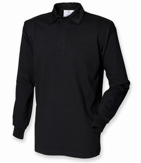 Performance Polo Sporty Design Long Sleeve Classic Rugby Shirt | BLACK/BLACK