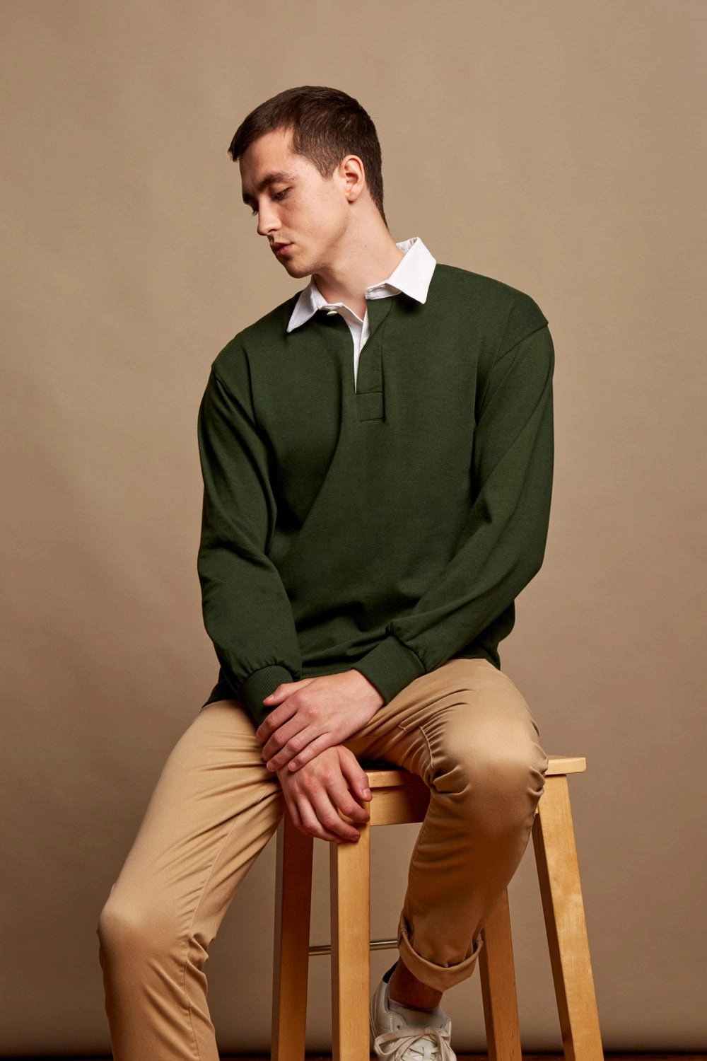 Thermoregulating Lining Long Sleeve Plain Rugby Top | BLACK