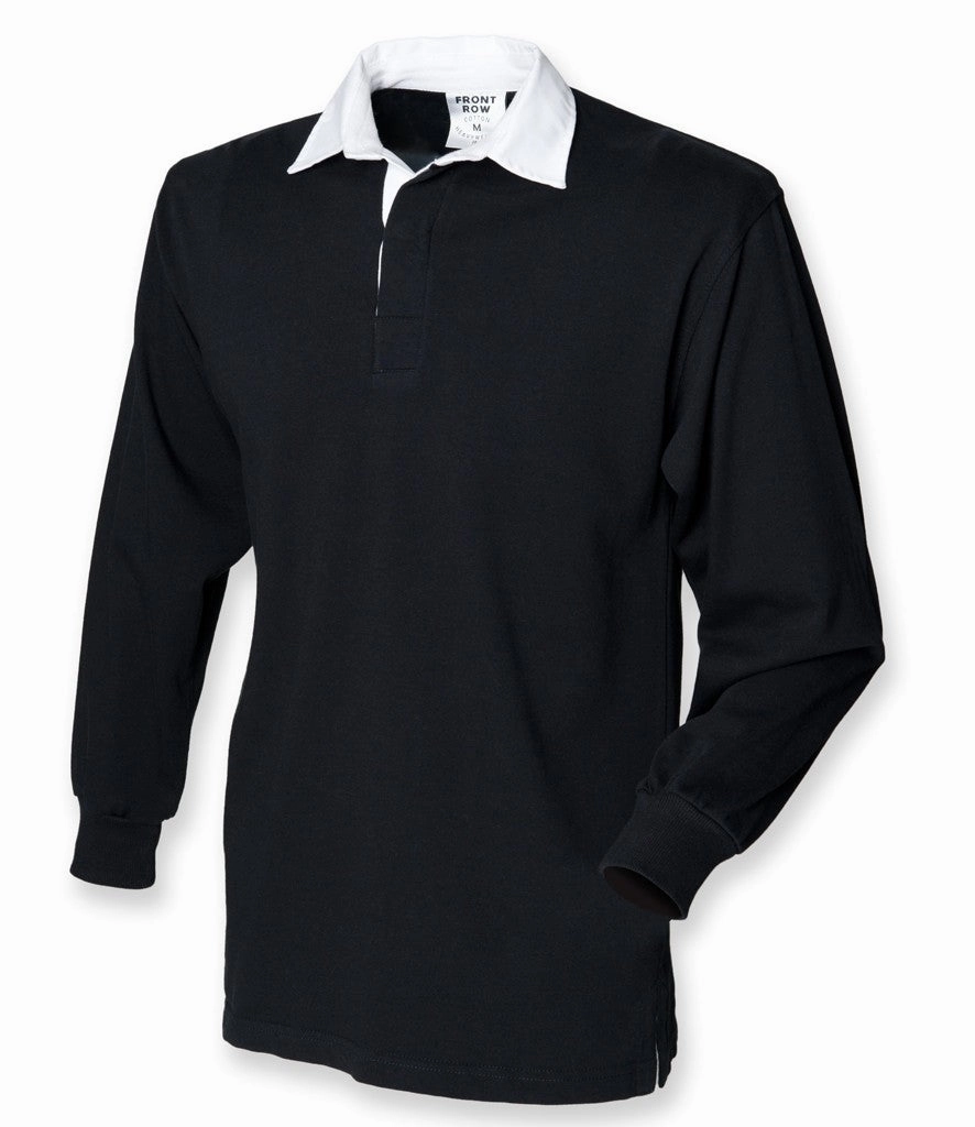 Perfect Fit Long Sleeve Plain Rugby Top | BLACK