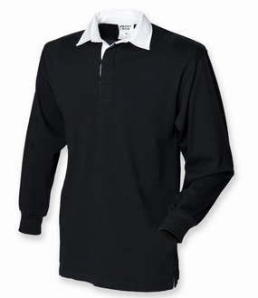 Perfect Fit Long Sleeve Plain Rugby Top | BLACK