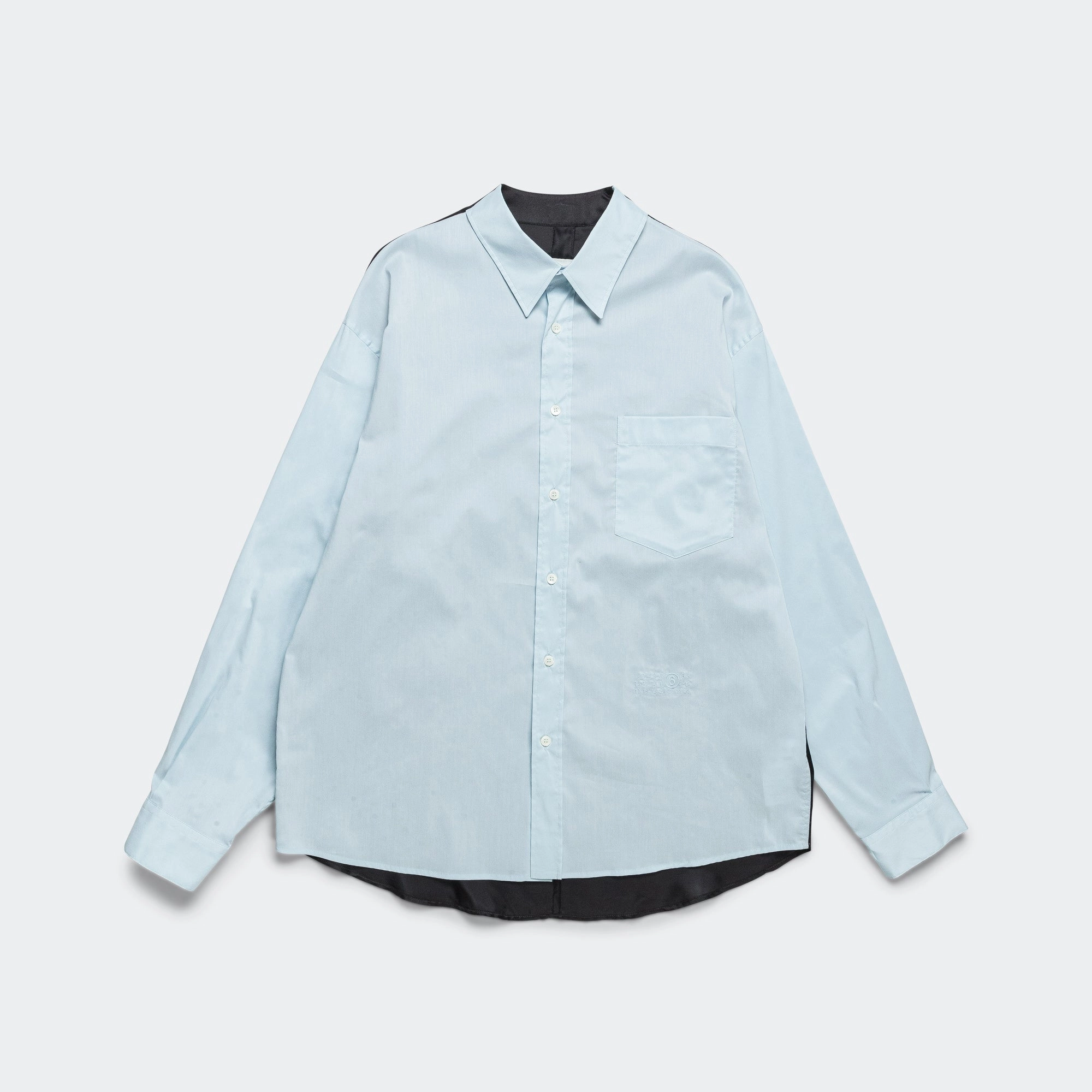 Layered Design Long Sleeve Shirt - Blue
