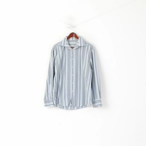 Camping Essential Ben Sherman Men L Casual Shirt Blue Striped Cotton Long Sleeve Top