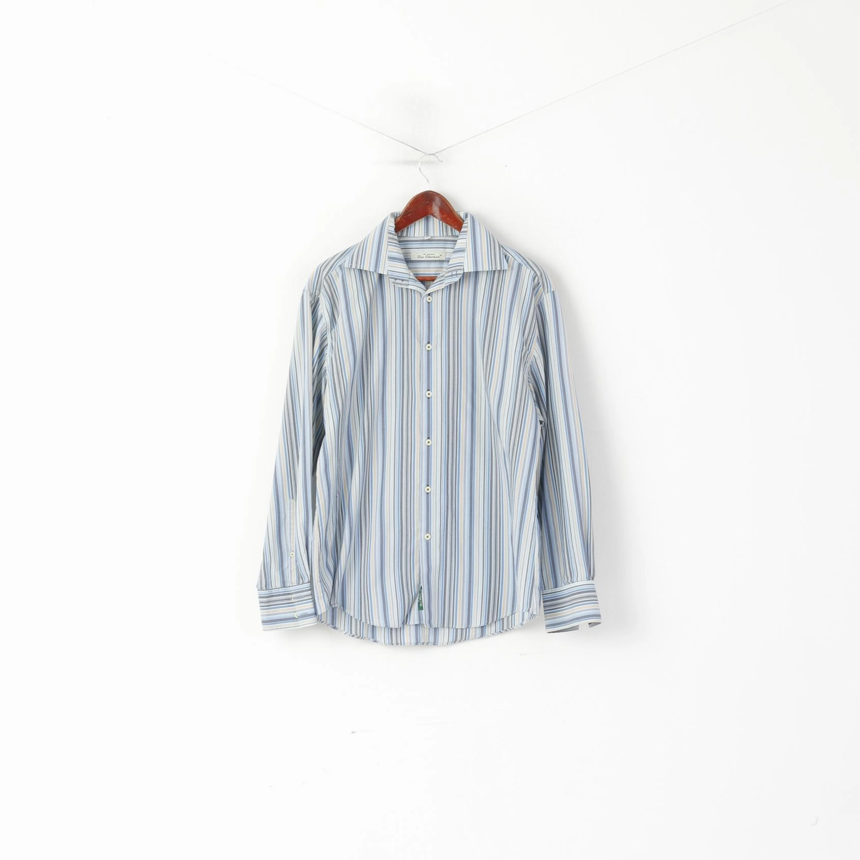 Camping Essential Ben Sherman Men L Casual Shirt Blue Striped Cotton Long Sleeve Top