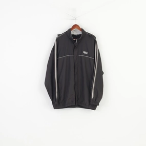 Document Flexible Shoulder Seams Lonsdale Men XXL Jacket Lightweigt Black Outwear Vintage Full Zipper Top