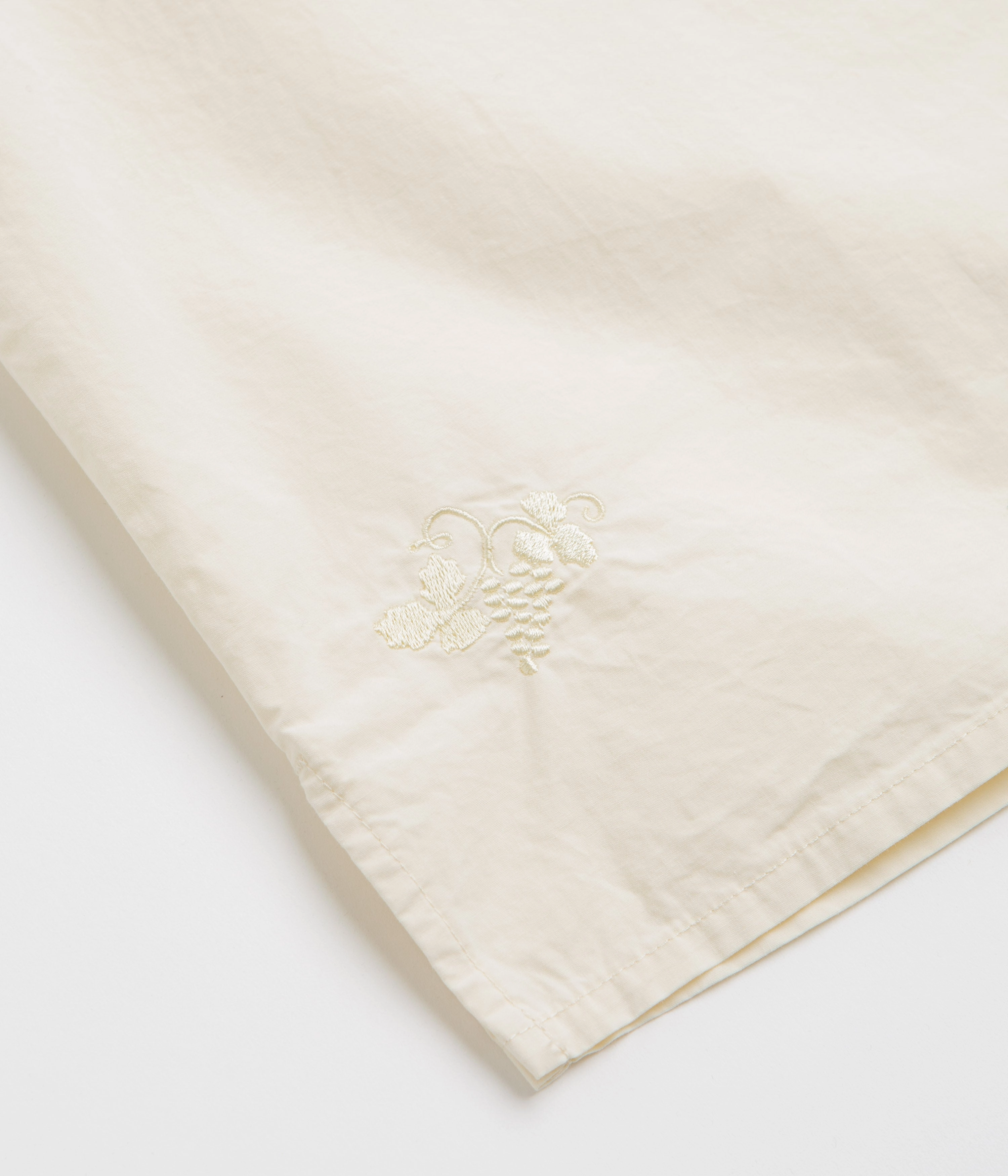 Chambray Fabric Stan Ray Short Sleeve Bowling Shirt - Natural / Matt Black