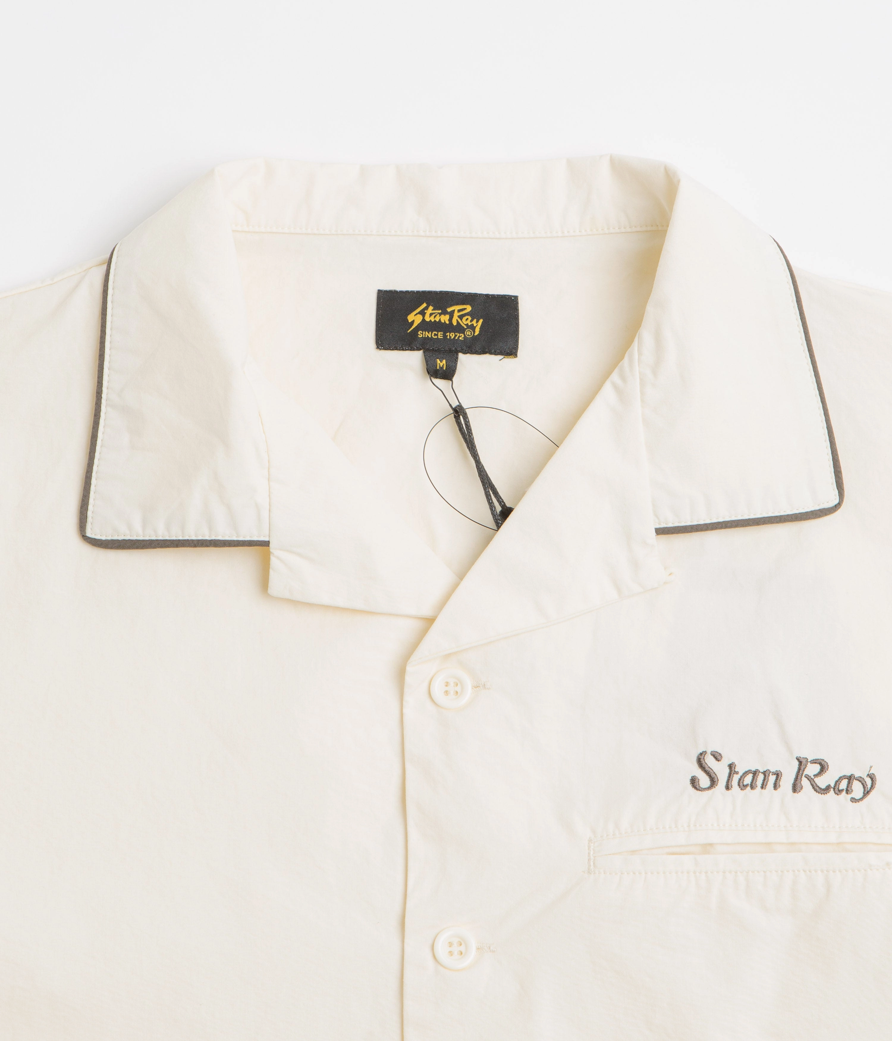 Stan Ray Short Sleeve Bowling Shirt - Natural / Matt Black Multipurpose Layering Fabric