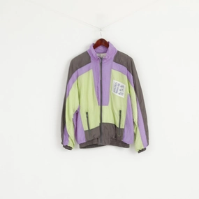 United Movements Men S Jacket Purple Festival Nylon Vintage 80's Zip Up Unisex Track Top Slim Profile AntiPilling Surface Finish