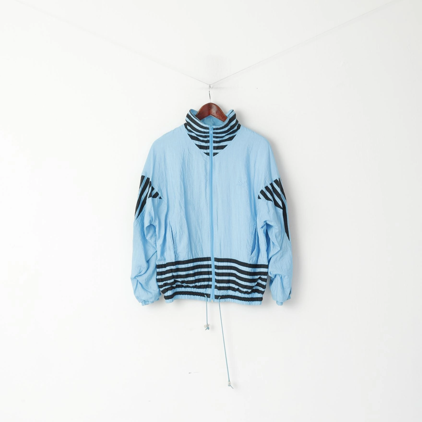 Puma Men 3 S Track Jacket Vintage 90s Blue Nylon Waterproof Festival Retro Top Keep