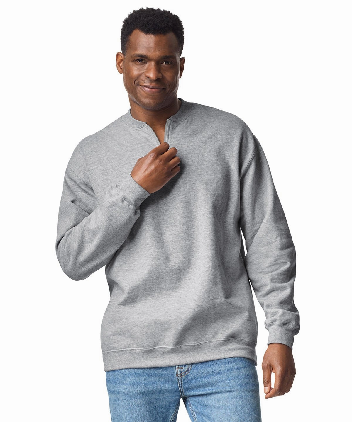 Warm Clothing Hoodie Style Softstyle Midweight Quarter Zip Sweatshirt | STONE BLUE