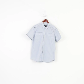 G-Star Raw Men XXL (XL) Casual Shirt Blue Cotton Pocket Striped Short Sleeve Top Anti Pill Technology