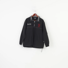 KOOGA Men S Jacket Black Pullover Nylon Wilmslow High School Rugby Vintage Zip Neck Top Reinforced Shoulder Panels Laser Cut Vents