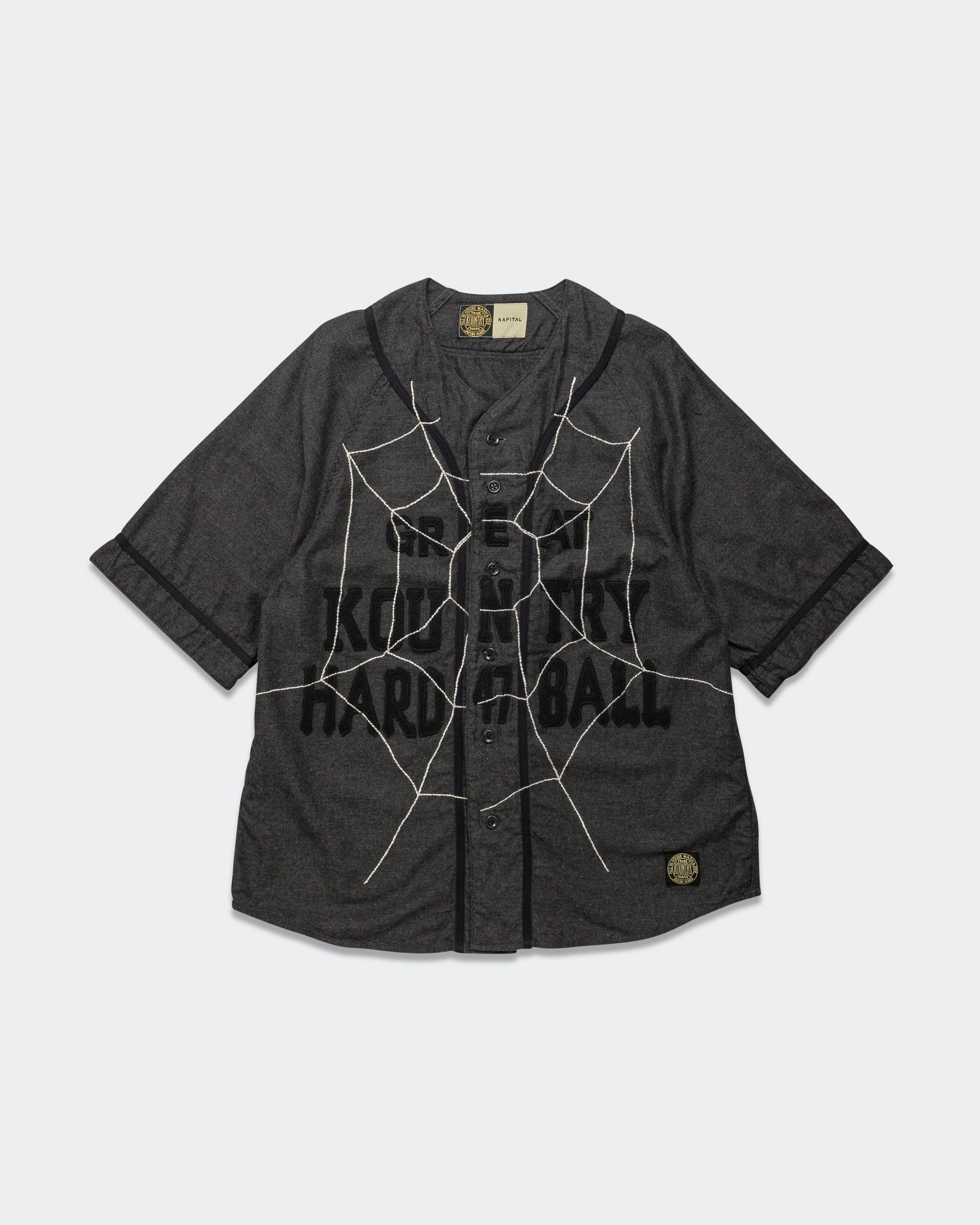 Vintage Style Workwear Style Cotton Wool GREAT KOUNTRY Baseball Shirt KOUNTRY DREAM CATCH Remake - Dark Grey