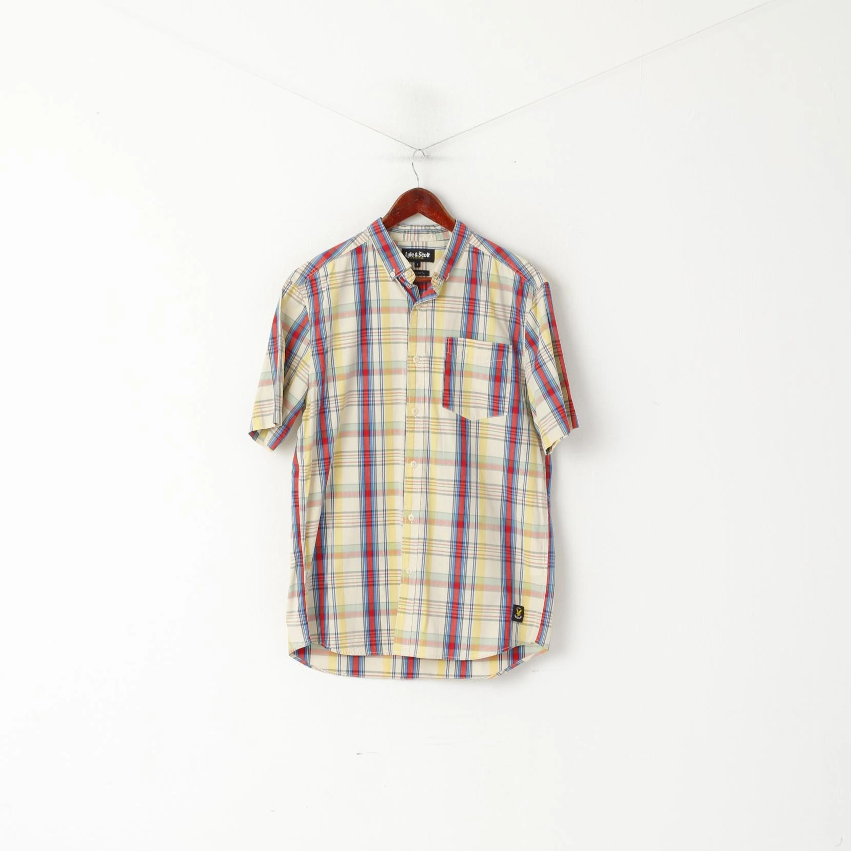 Relaxed Silhouette Lyle & Scott Men L Casual Shirt Multicolour Check Button Down Collar Regular Fit Top