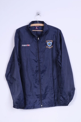 Double Layer Closure Macron Mens L Jacket Vale of Leven Football Club Navy Lightweight Top