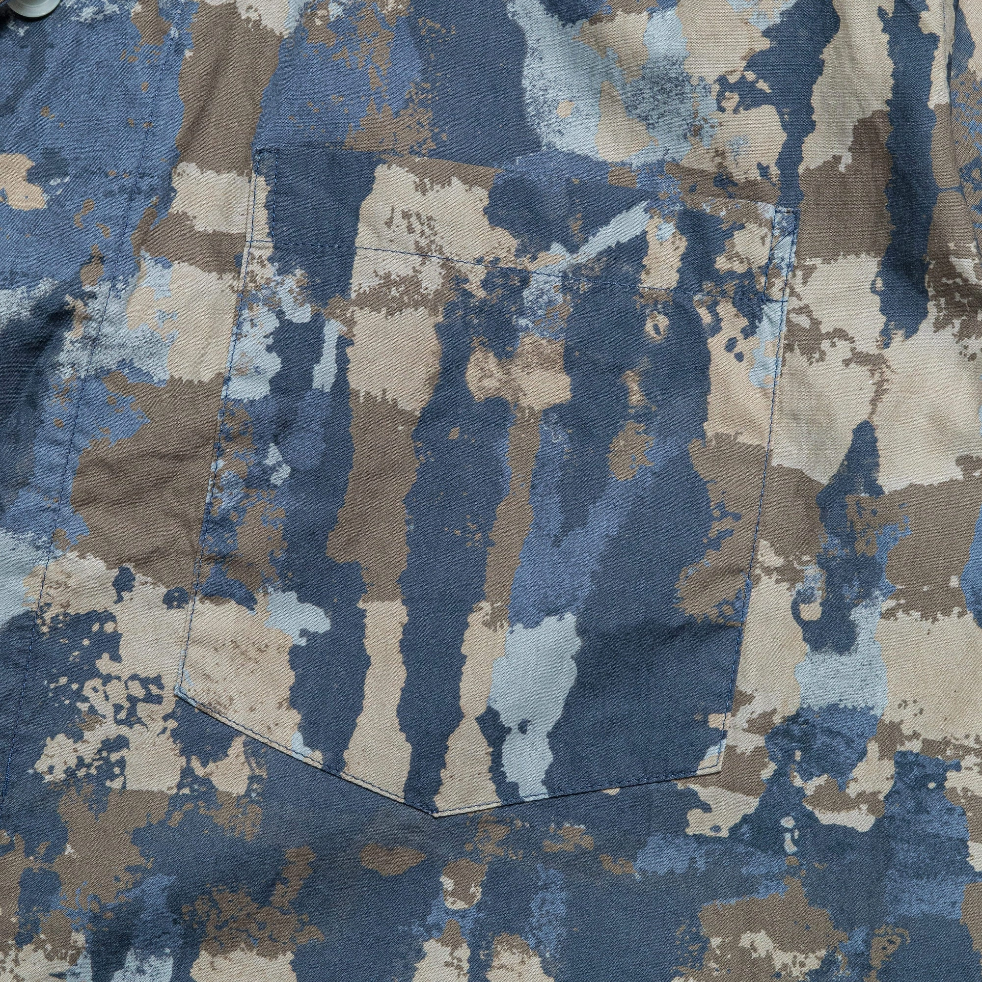 Odorless Binding Tape Subtle Print Mads Relaxed Print SS Shirt - Steel Blue