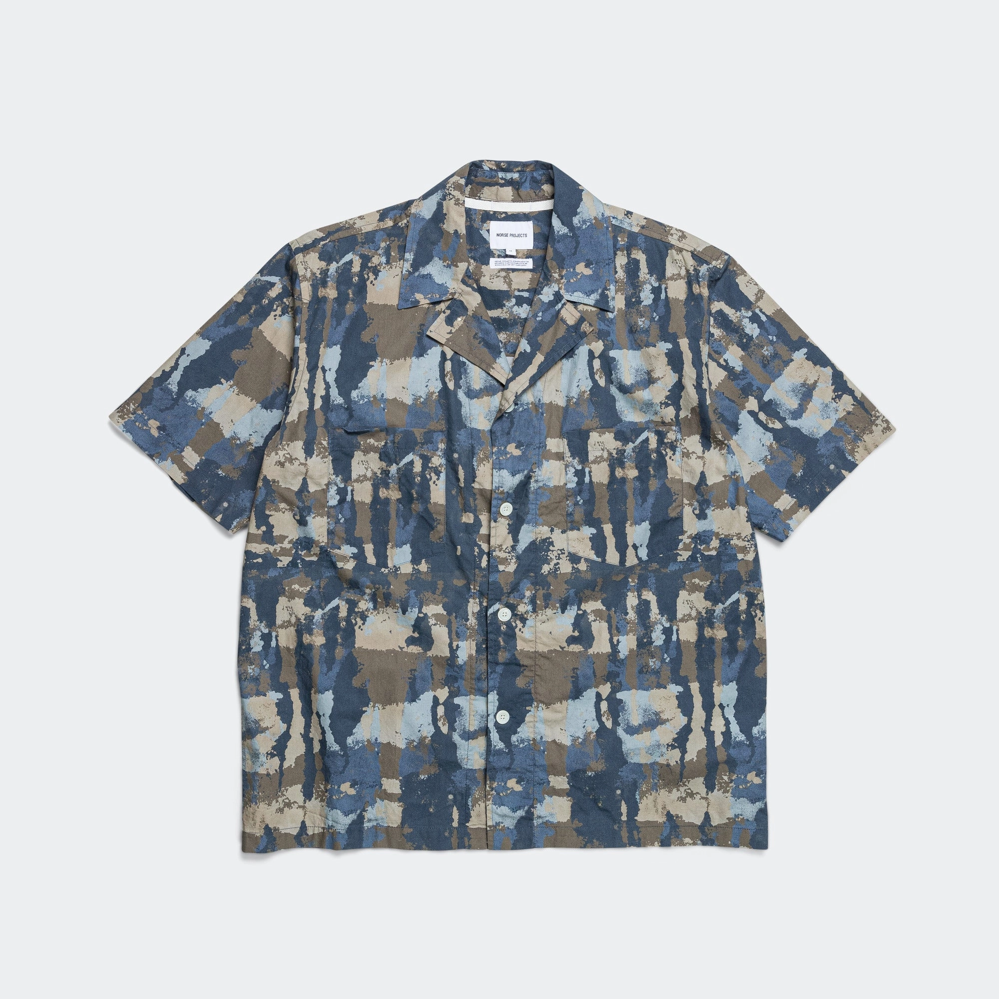 Mads Relaxed Print SS Shirt - Steel Blue quick dry