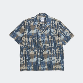 Mads Relaxed Print SS Shirt - Steel Blue quick dry