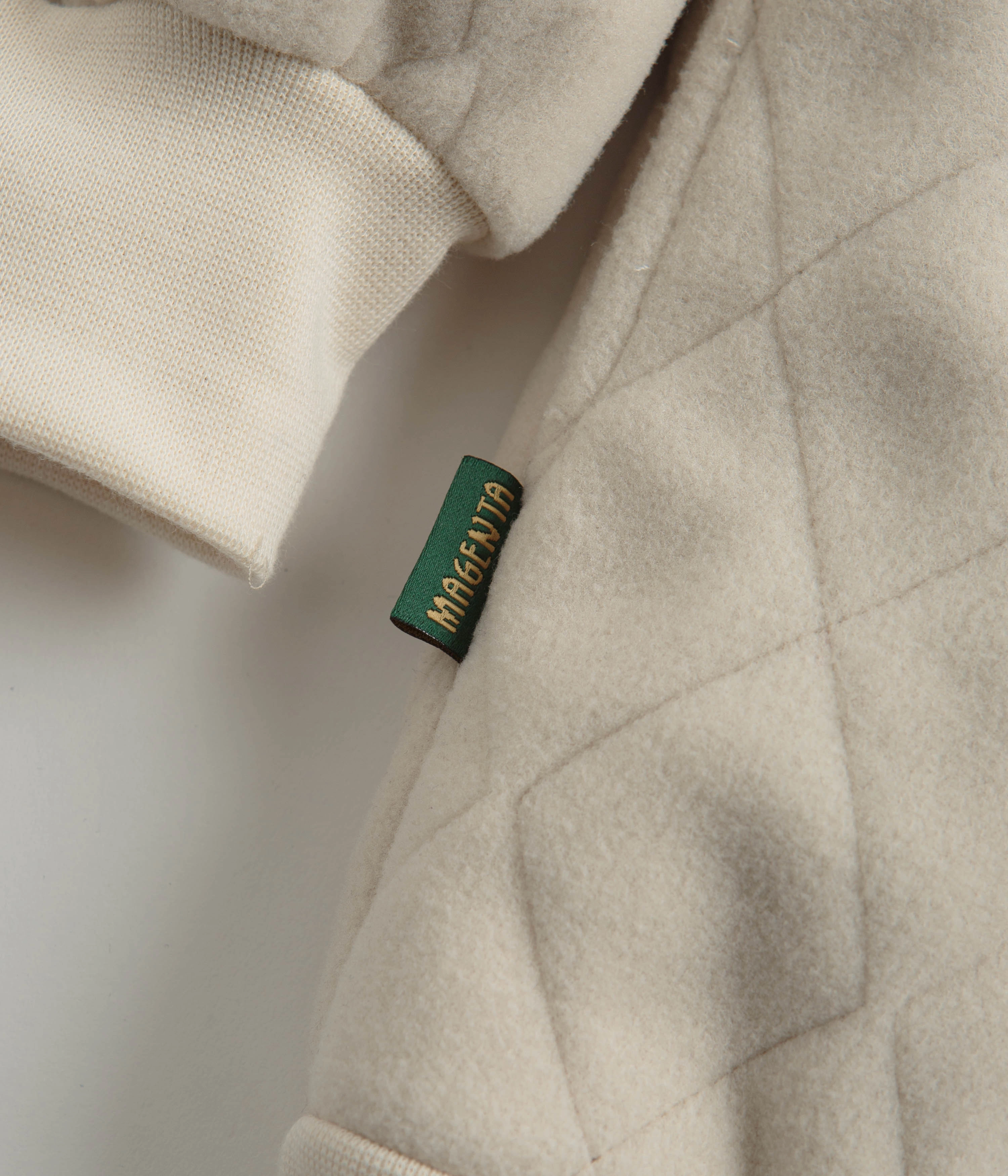 Drawcord Hood Magenta Lunar Quilted High Neck Sweatshirt - Natural