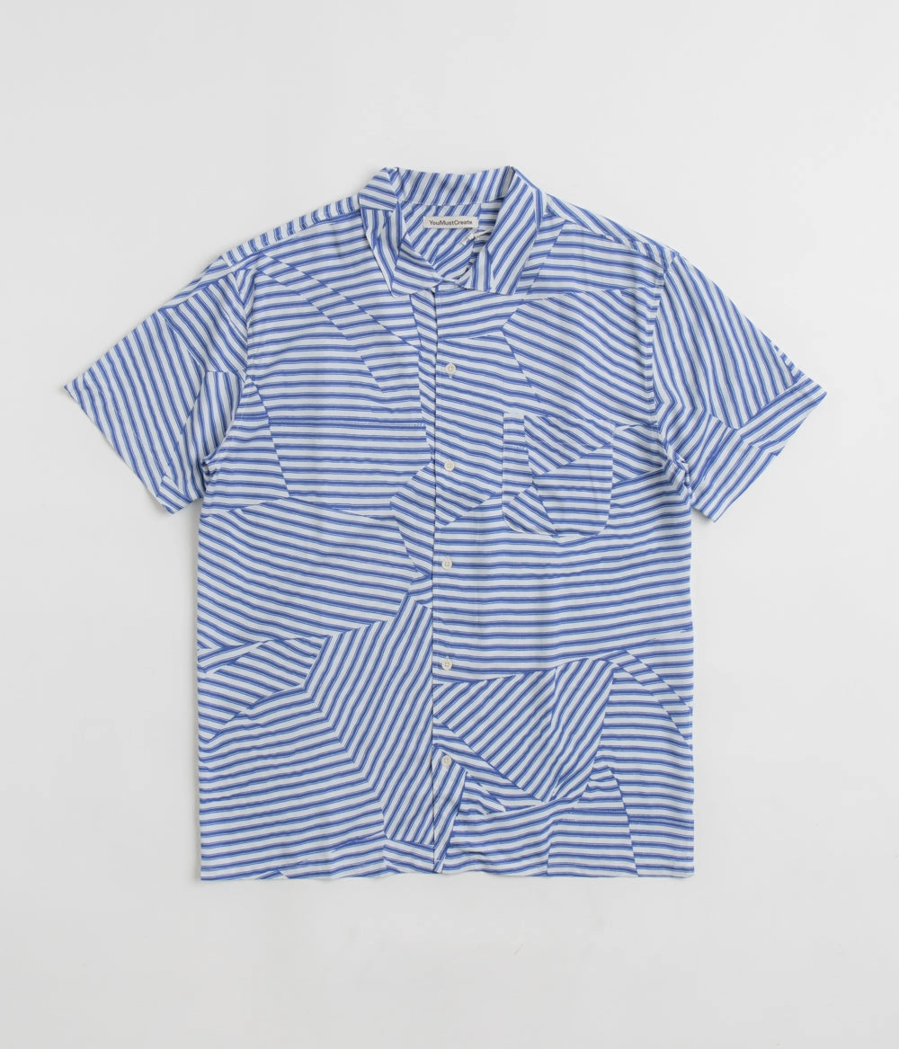 Seamless Side Panels Relaxed Vibe YMC Malick Shirt - Blue / White