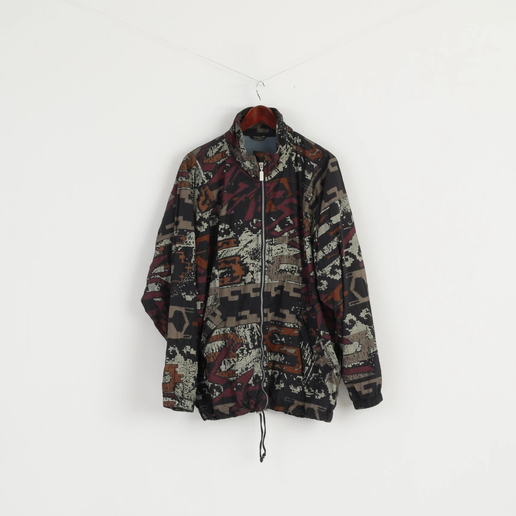 Work Ready Snow Day Maier X1 Men XL (XXL) Jacket Brown Patterned Lightweight Nylon Waterproof Retro Top