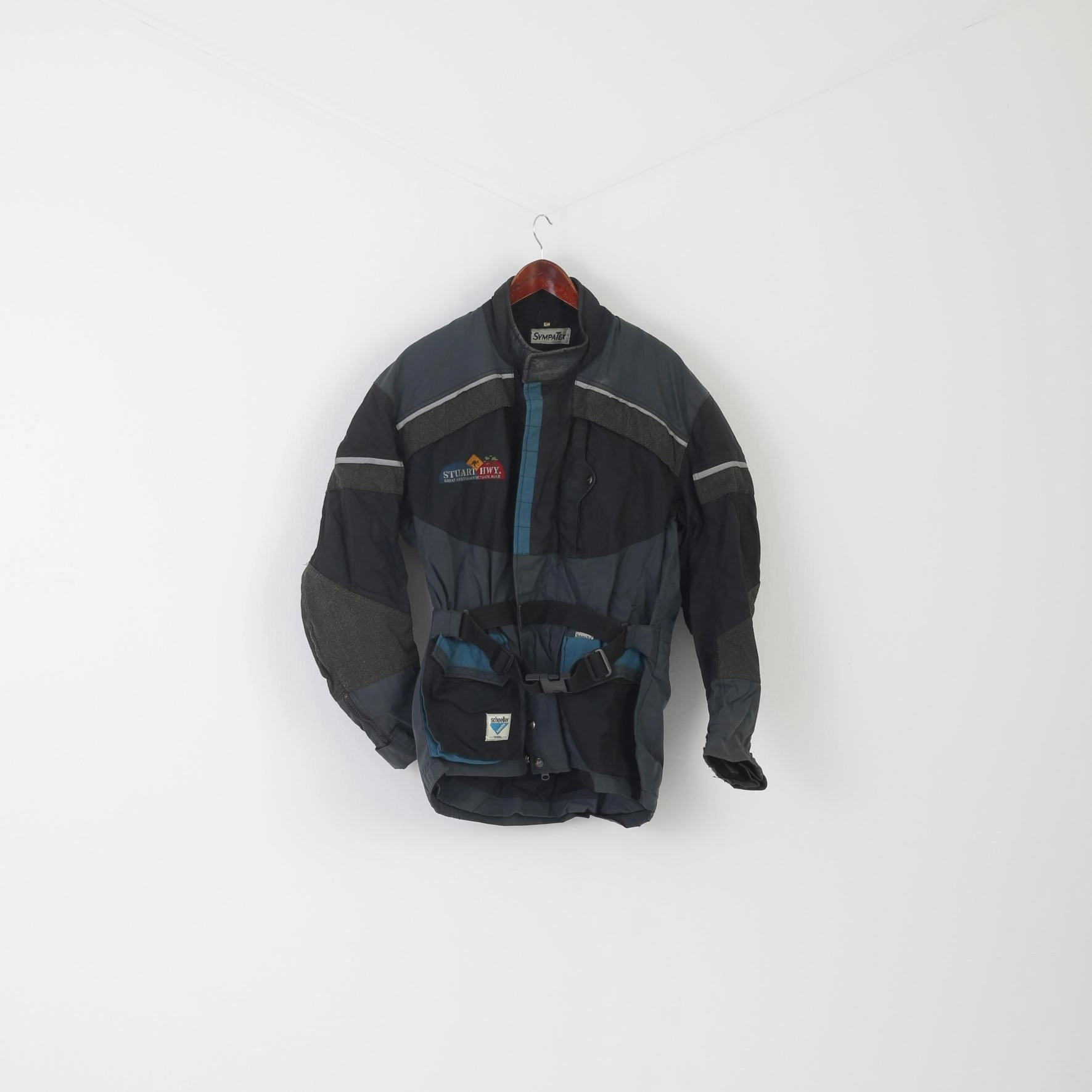 Aid Thermolite Insulation Sympatex Men L Motorcycle Jacket Black Nylon Vintage Stuart Hwy Australian Outback Road Modeka