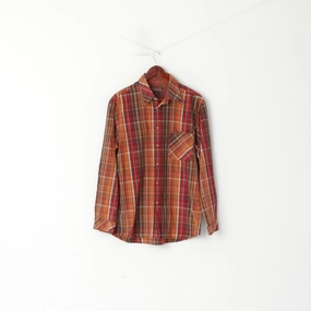 Marlboro Classics Men L Casual Shirt Red Multi Check Vintage Cotton  Outdoor Long Sleeve Top Timeless Classic