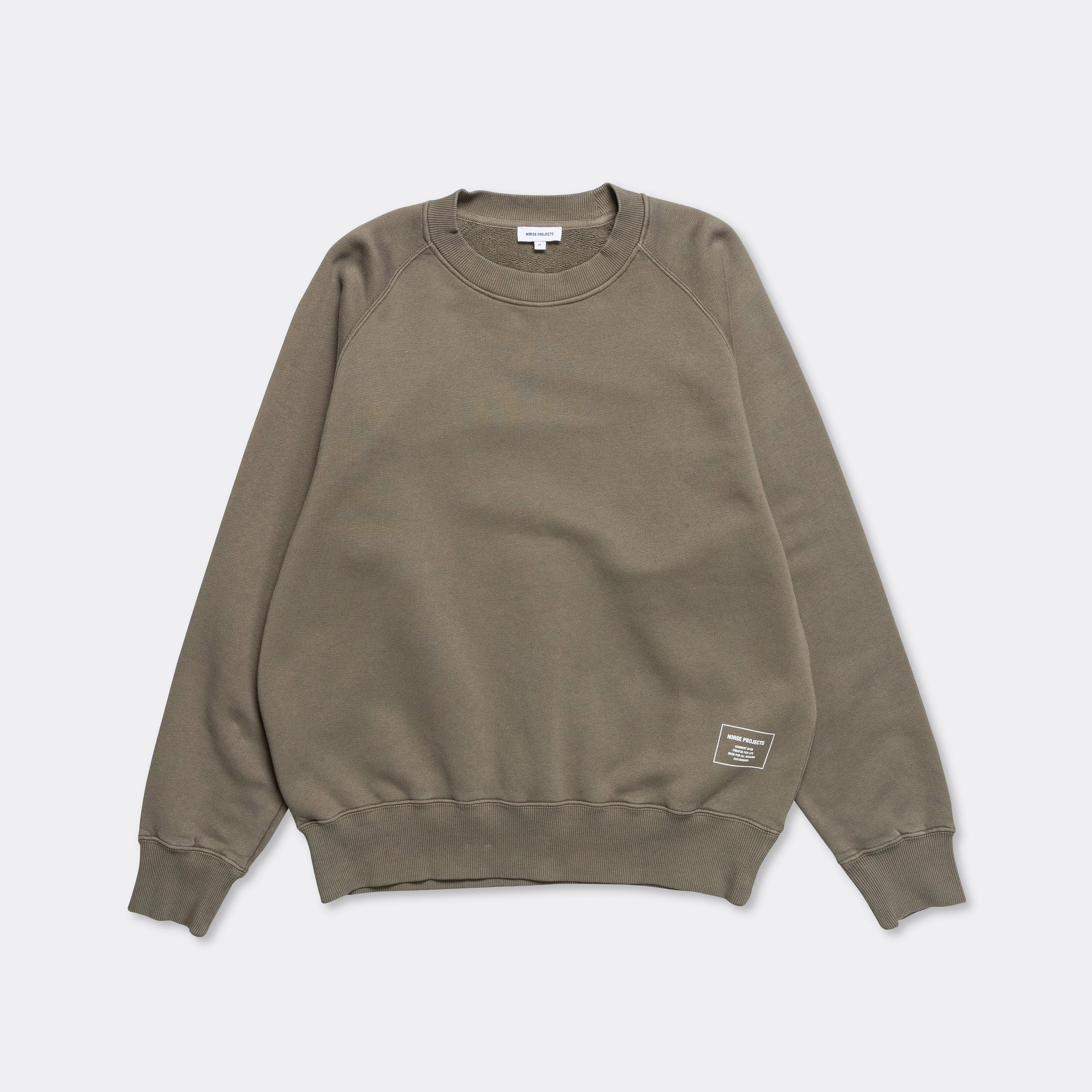 Marten Relaxed Organic Raglan Sweatshirt - Sediment Green Mesh Lining