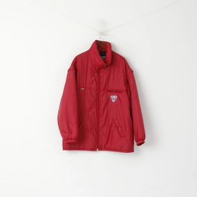 Durable Outerwear Adventure Layer Master Men XL Jacket Red Nylon Vintage 90s Full Zipper Detachable Sleeves Top
