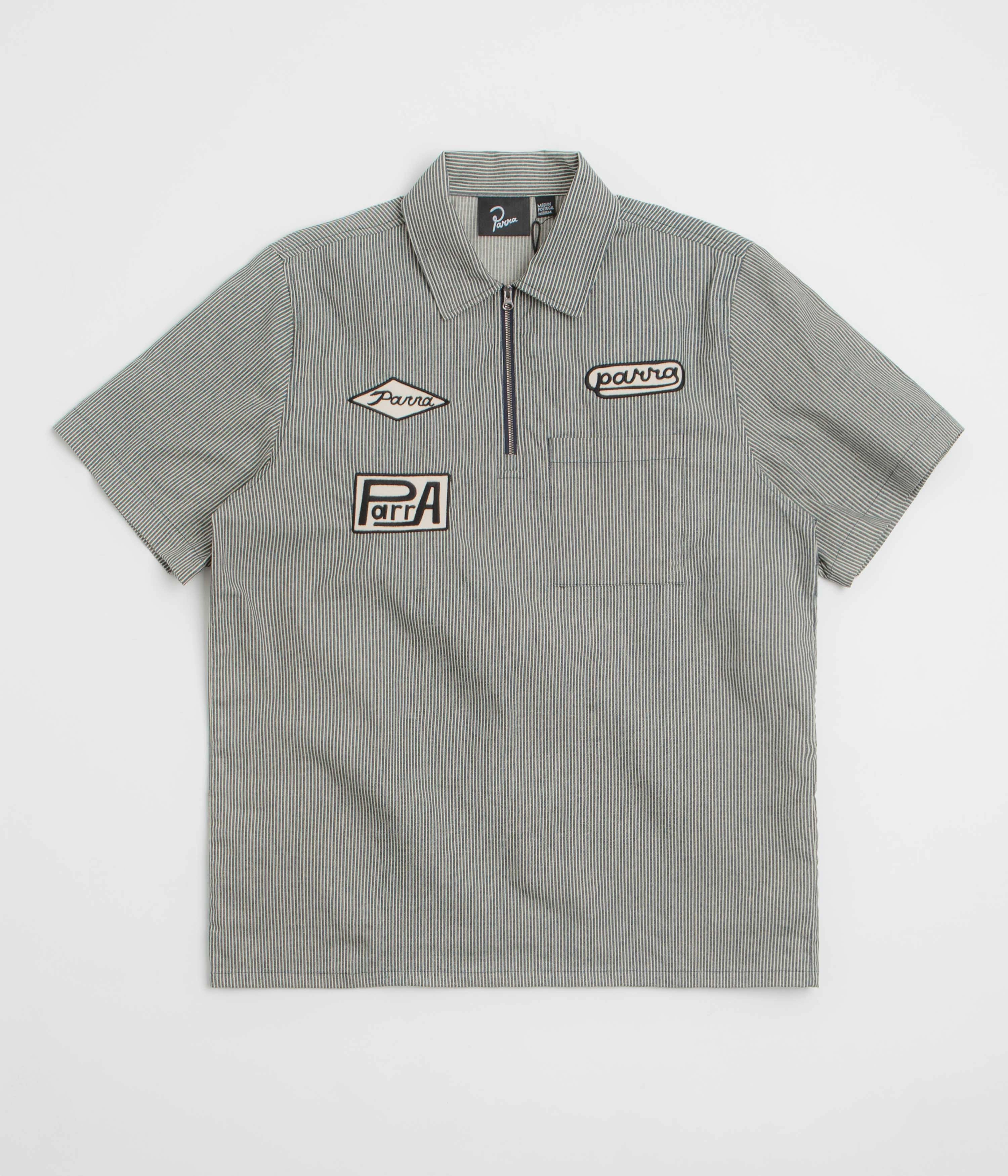 by Parra Work Later Short Sleeve Shirt - Blue Tropical theme