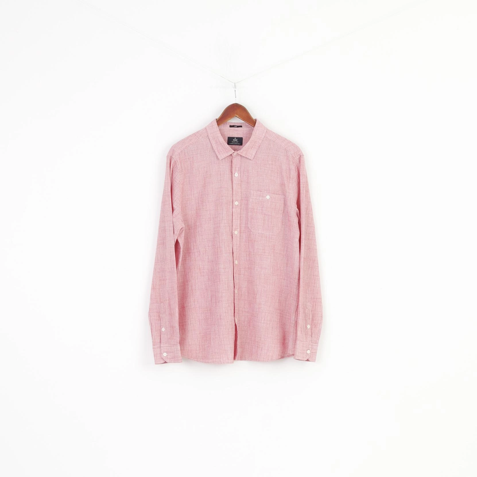 Essential Wardrobe Stretchy Cloth Mavi Men XL Casual Shirt Cotton  Slim White Red Denim Wear Long Sleeve Top