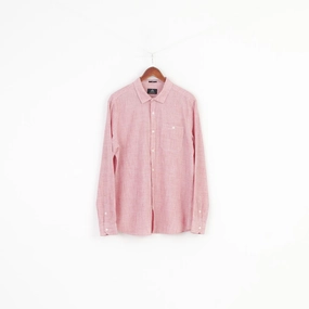 Essential Wardrobe Stretchy Cloth Mavi Men XL Casual Shirt Cotton  Slim White Red Denim Wear Long Sleeve Top