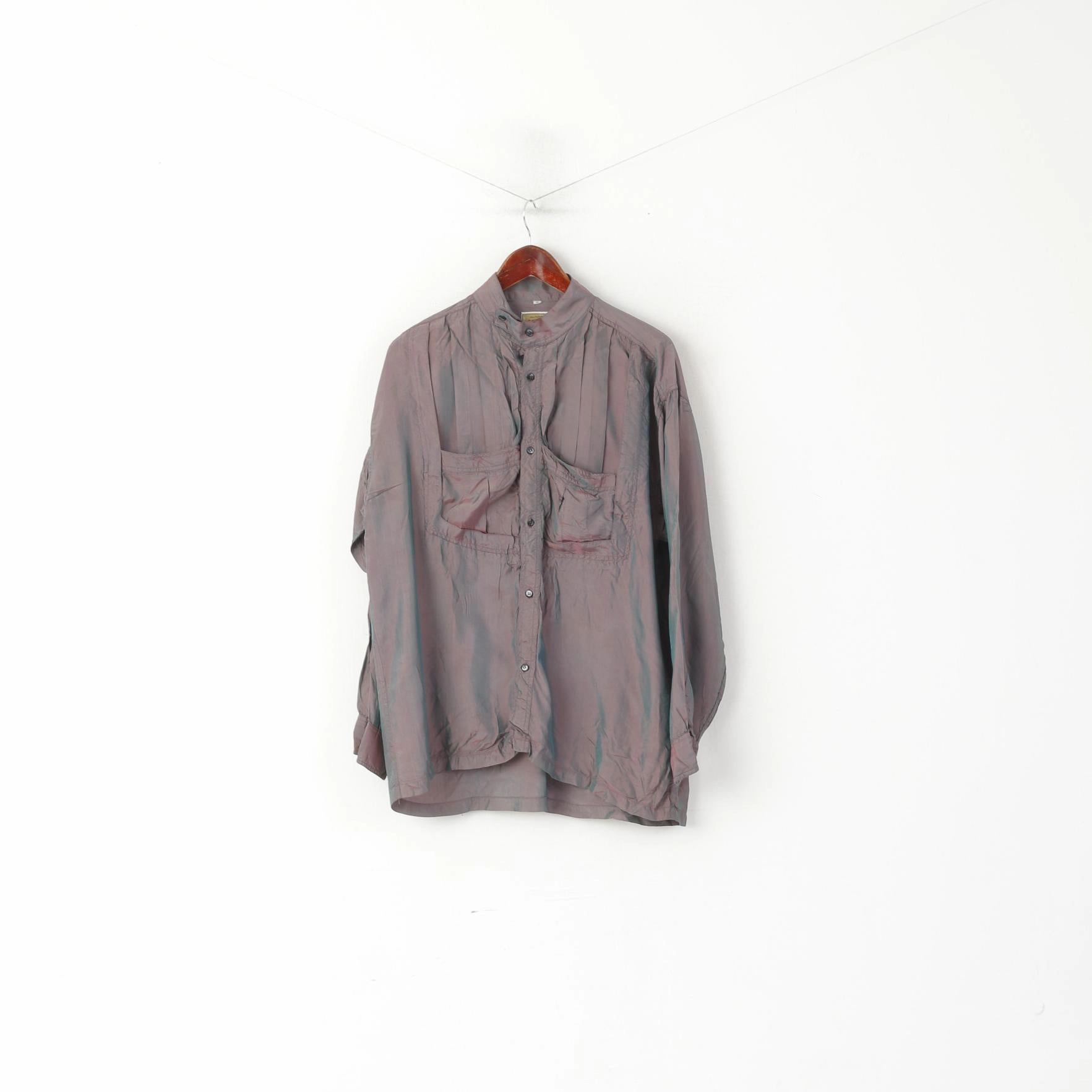 McBlue Originals Men 3 L Casual Shirt Purple Shiny Disco Viscose Long Sleeve Top Versatile Styling Classic Style